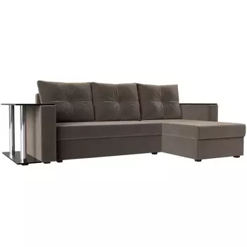 Угловой диван Атланта лайт правый (велюр коричневый) Лига Диванов 112496