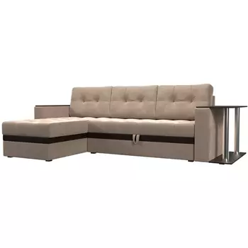 Угловой диван Атланта М левый (велюр бежевый) Лига Диванов 106986L