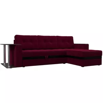 Угловой диван Атланта М правый (микровельвет бордовый) Лига Диванов 109347
