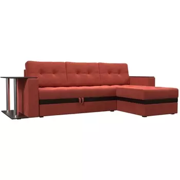 Угловой диван Атланта М правый (микровельвет коралловый) Лига Диванов 105552