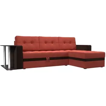 Угловой диван Атланта М правый (основа микровельвет коралловый, компаньон микровельвет коричневый) Лига Диванов 110810