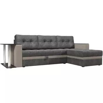 Угловой диван Атланта М правый (основа рогожка серая, компаньон рогожка бежевая) Лига Диванов 110819