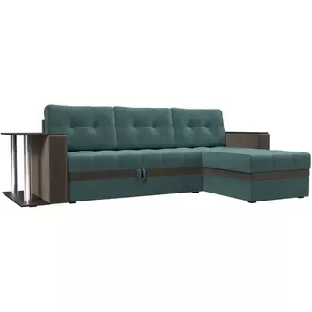 Угловой диван Атланта М правый (основа велюр бирюзовый, компаньон велюр коричневый) Лига Диванов 110787