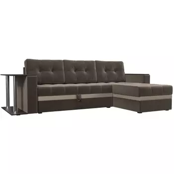 Угловой диван Атланта М правый (велюр коричневый) Лига Диванов 106983