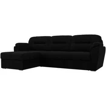 Угловой диван Бостон левый (микровельвет черный) Лига Диванов 109498L