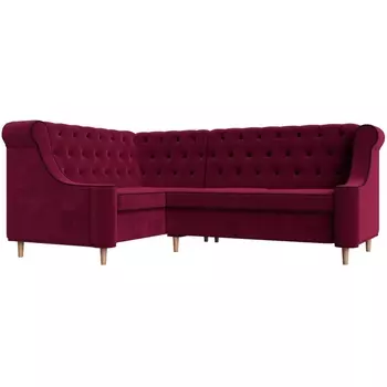 Угловой диван Бронкс левый (микровельвет бордовый) Лига Диванов 110360L