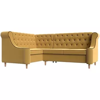 Угловой диван Бронкс левый (микровельвет желтый) Лига Диванов 107298L