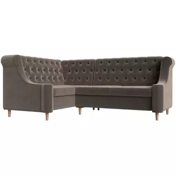 Угловой диван Бронкс левый (велюр коричневый) Лига Диванов 110365L