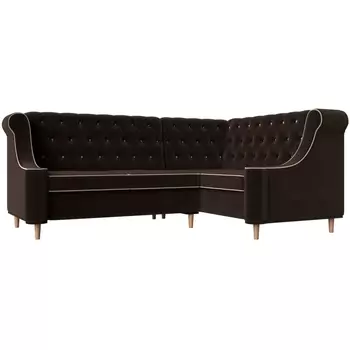 Угловой диван Бронкс правый (микровельвет коричневый) Лига Диванов 104577