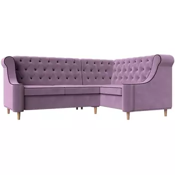 Угловой диван Бронкс правый (микровельвет сиреневый) Лига Диванов 107300