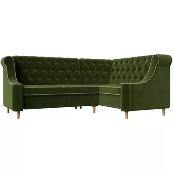 Угловой диван Бронкс правый (микровельвет зеленый) Лига Диванов 104576