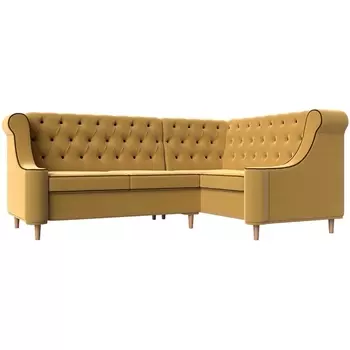 Угловой диван Бронкс правый (микровельвет желтый) Лига Диванов 107298