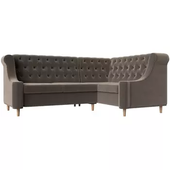 Угловой диван Бронкс правый (велюр коричневый) Лига Диванов 110365