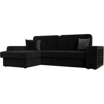 Угловой диван Брюссель левый (велюр черный) Лига Диванов 110654L