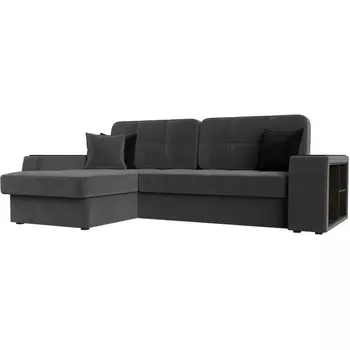 Угловой диван Брюссель левый (велюр серый) Лига Диванов 110652L