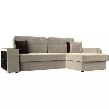 Угловой диван Брюссель правый (микровельвет бежевый) Лига Диванов 29386