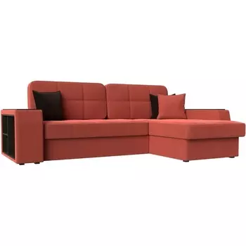 Угловой диван Брюссель правый (микровельвет коралловый) Лига Диванов 110656