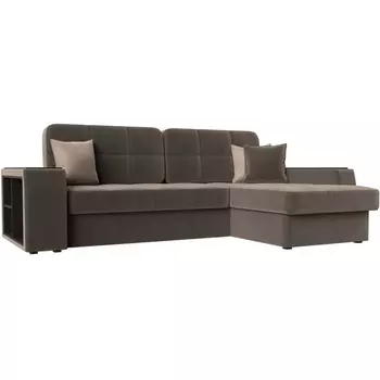 Угловой диван Брюссель правый (велюр коричневый) Лига Диванов 110651