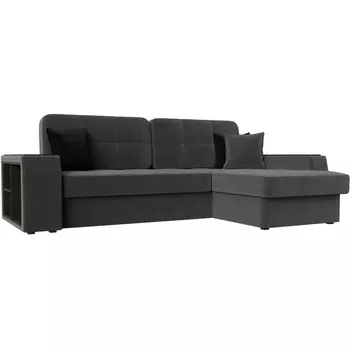 Угловой диван Брюссель правый (велюр серый) Лига Диванов 110652