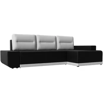 Угловой диван Чикаго правый (основа экокожа черная, подушки и вставка экокожа белая) Лига Диванов 110770