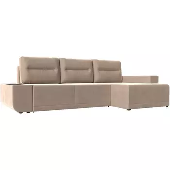 Угловой диван Чикаго правый (велюр бежевый) Лига Диванов 110728