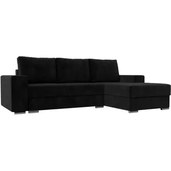 Угловой диван Дрезден правый (велюр черный) Лига Диванов 111793