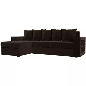Угловой диван Дубай Лайт левый угол (Микровельвет коричневый) Лига Диванов 114164L