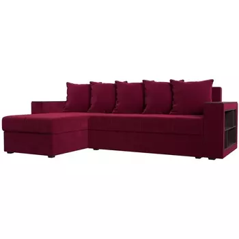 Угловой диван Дубай Лайт левый угол (Микровельвет красный) Лига Диванов 114169L