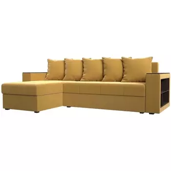 Угловой диван Дубай Лайт левый угол (Микровельвет желтый) Лига Диванов 114165L