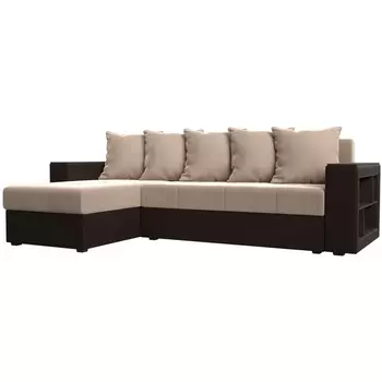 Угловой диван Дубай Лайт левый угол (Велюр бежевый) Лига Диванов 114159L