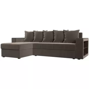 Угловой диван Дубай Лайт левый угол (Велюр коричневый) Лига Диванов 114148L