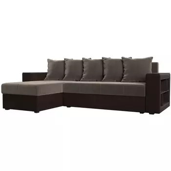 Угловой диван Дубай Лайт левый угол (Велюр коричневый) Лига Диванов 114156L