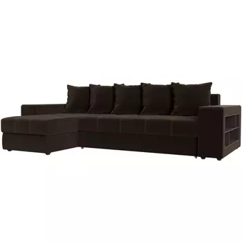 Угловой диван Дубай левый (микровельвет коричневый) Лига Диванов 110482L