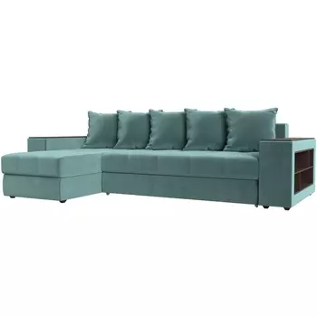 Угловой диван Дубай левый (Велюр бирюзовый) Лига Диванов 110465L