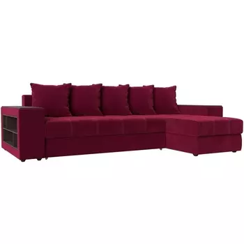 Угловой диван Дубай правый (микровельвет бордовый) Лига Диванов 110474