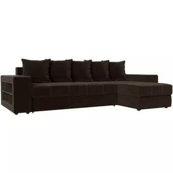 Угловой диван Дубай правый (микровельвет коричневый) Лига Диванов 110482
