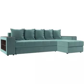 Угловой диван Дубай правый (Велюр бирюзовый) Лига Диванов 110465