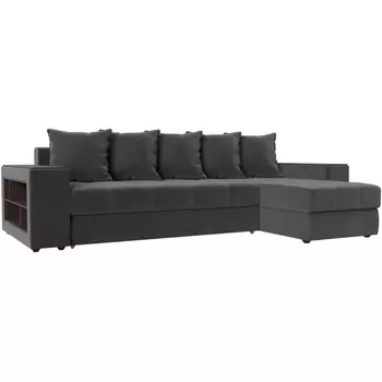 Угловой диван Дубай правый (велюр черный) Лига Диванов 110470