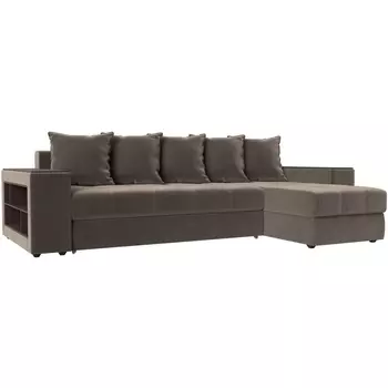 Угловой диван Дубай правый (велюр коричневый) Лига Диванов 110464
