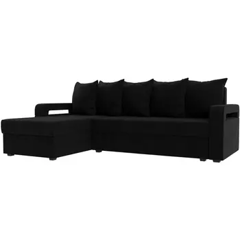 Угловой диван Гермес лайт левый (микровельвет черный) Лига Диванов 112725L