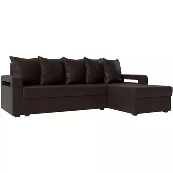 Угловой диван Гермес лайт правый (экокожа коричневая) Лига Диванов 112733