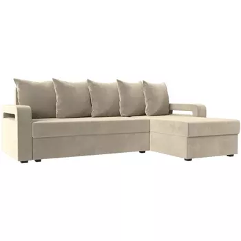 Угловой диван Гермес лайт правый (микровельвет бежевый) Лига Диванов 112717