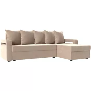 Угловой диван Гермес лайт правый (велюр бежевый) Лига Диванов 112709