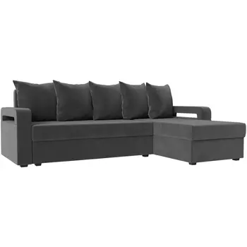 Угловой диван Гермес лайт правый (велюр серый) Лига Диванов 112714