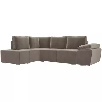 Угловой диван Хьюго левый угол (Велюр коричневый) Лига Диванов 101245L