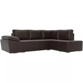 Угловой диван Хьюго правый угол (Экокожа коричневый) Лига Диванов 101269