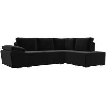Угловой диван Хьюго правый угол (Микровельвет черный) Лига Диванов 101258