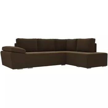 Угловой диван Хьюго правый угол (Микровельвет коричневый) Лига Диванов 101255