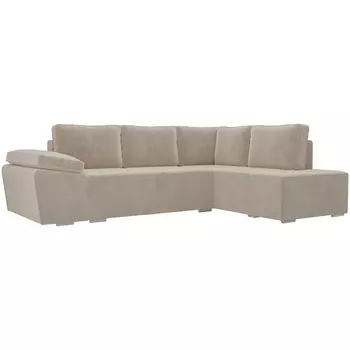 Угловой диван Хьюго правый угол (Велюр бежевый) Лига Диванов 101238