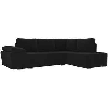 Угловой диван Хьюго правый угол (Велюр черный) Лига Диванов 101249